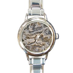 Texture Marble Abstract Pattern Round Italian Charm Watch