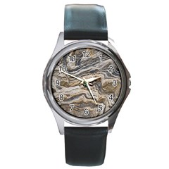 Texture Marble Abstract Pattern Round Metal Watch