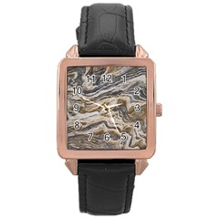 Texture Marble Abstract Pattern Rose Gold Leather Watch 