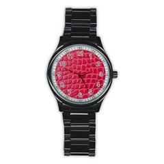 Textile Texture Spotted Fabric Stainless Steel Round Watch by Celenk