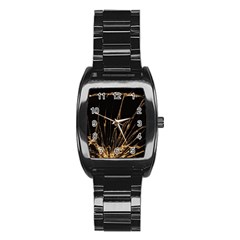 Background Abstract Structure Stainless Steel Barrel Watch by Celenk