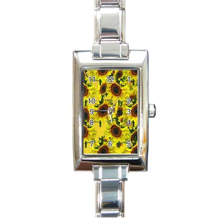 Sun Flower Pattern Background Rectangle Italian Charm Watch