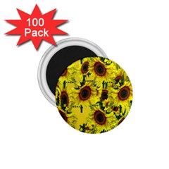 Sun Flower Pattern Background 1 75  Magnets (100 Pack)  by Celenk