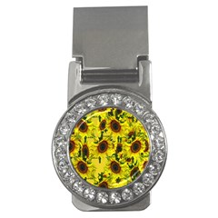 Sun Flower Pattern Background Money Clips (cz)  by Celenk