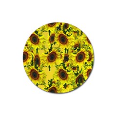 Sun Flower Pattern Background Magnet 3  (round) by Celenk