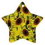 Sun Flower Pattern Background Star Ornament (Two Sides) Front