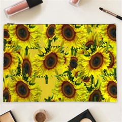 Sun Flower Pattern Background Cosmetic Bag (xxl)  by Celenk