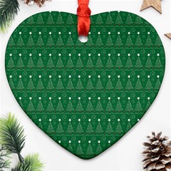 Christmas Tree Pattern Design Heart Ornament (two Sides) by Celenk