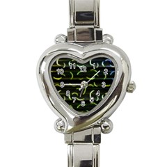 Abstract Dark Blur Texture Heart Italian Charm Watch