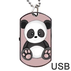 Cute Panda Dog Tag Usb Flash (two Sides) by Valentinaart