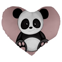 Cute Panda Large 19  Premium Heart Shape Cushions by Valentinaart