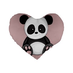 Cute Panda Standard 16  Premium Flano Heart Shape Cushions by Valentinaart