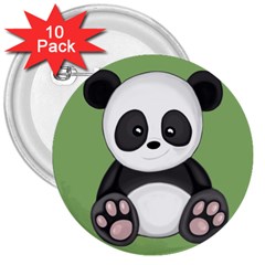 Cute Panda 3  Buttons (10 pack) 