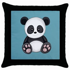 Cute Panda Throw Pillow Case (black) by Valentinaart