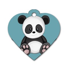 Cute Panda Dog Tag Heart (one Side)