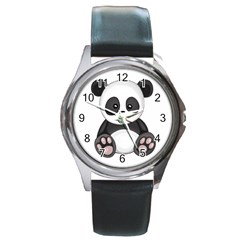 Cute Panda Round Metal Watch