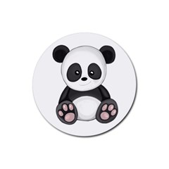 Cute Panda Rubber Coaster (round)  by Valentinaart