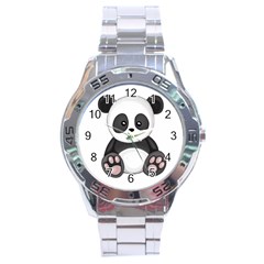 Cute Panda Stainless Steel Analogue Watch