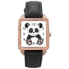 Cute Panda Rose Gold Leather Watch 