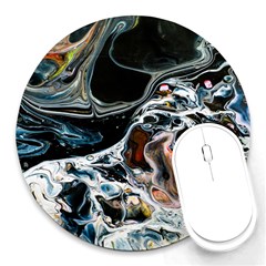 Abstract Flow River Black Round Mousepads by Celenk