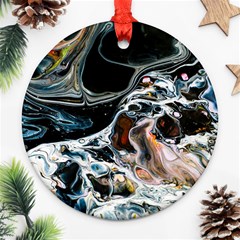 Abstract Flow River Black Ornament (round) by Celenk