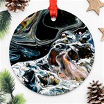 Abstract Flow River Black Ornament (Round) Front