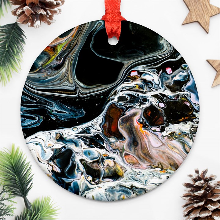 Abstract Flow River Black Ornament (Round)