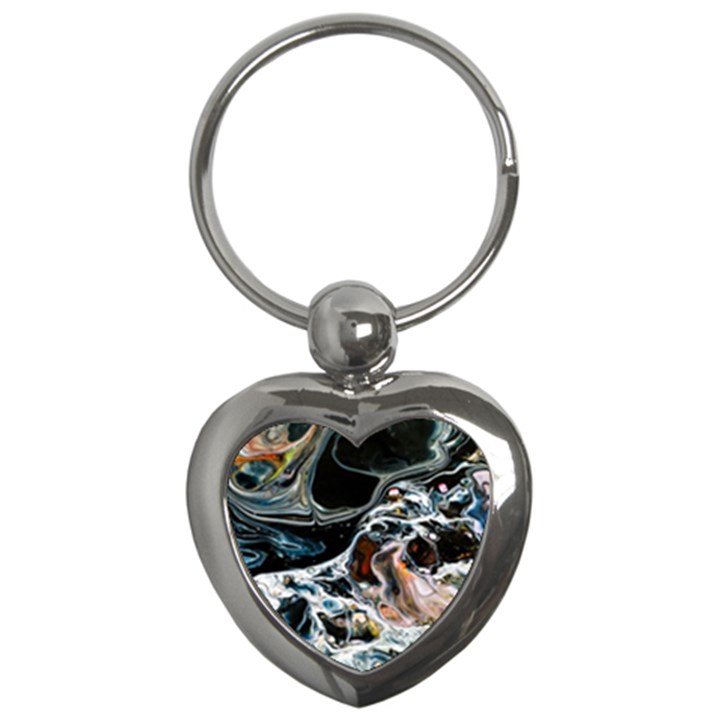 Abstract Flow River Black Key Chains (Heart) 