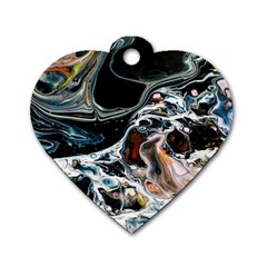 Abstract Flow River Black Dog Tag Heart (one Side)