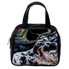 Abstract Flow River Black Classic Handbags (one Side) by Celenk