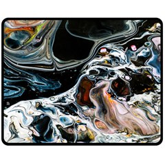 Abstract Flow River Black Fleece Blanket (medium)  by Celenk