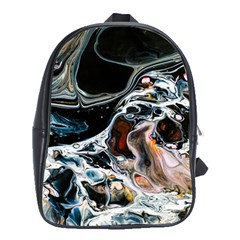 Abstract Flow River Black School Bag (xl) by Celenk