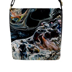 Abstract Flow River Black Flap Messenger Bag (l) 