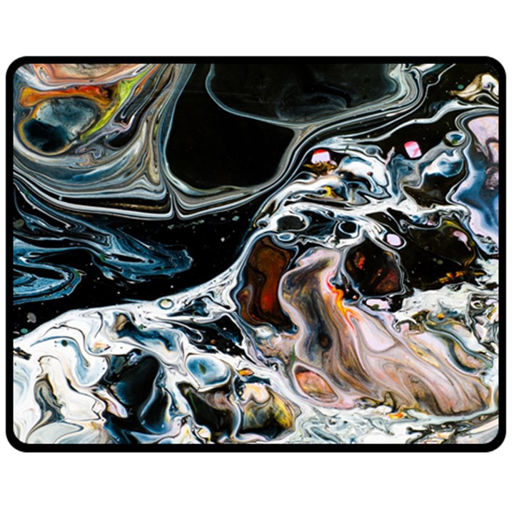 Abstract Flow River Black Double Sided Fleece Blanket (Medium) 