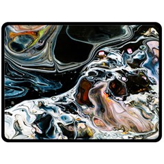 Abstract Flow River Black Double Sided Fleece Blanket (large)  by Celenk