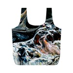 Abstract Flow River Black Full Print Recycle Bags (M)  Front