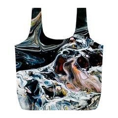 Abstract Flow River Black Full Print Recycle Bags (l)  by Celenk