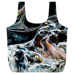 Abstract Flow River Black Full Print Recycle Bags (l)  by Celenk