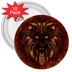 Lion Wild Animal Abstract 3  Buttons (10 Pack)  by Celenk