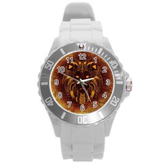 Lion Wild Animal Abstract Round Plastic Sport Watch (l) by Celenk