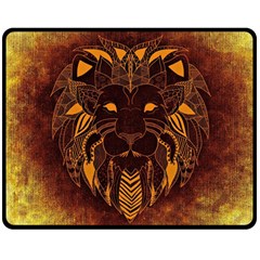 Lion Wild Animal Abstract Double Sided Fleece Blanket (medium)  by Celenk