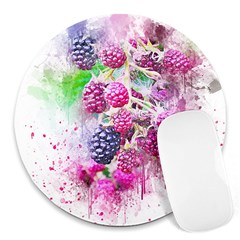 Blackberry Fruit Art Abstract Round Mousepads by Celenk