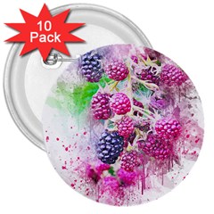 Blackberry Fruit Art Abstract 3  Buttons (10 Pack)  by Celenk