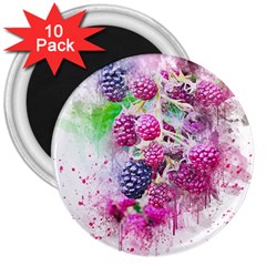 Blackberry Fruit Art Abstract 3  Magnets (10 Pack) 