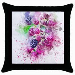 Blackberry Fruit Art Abstract Throw Pillow Case (black) by Celenk