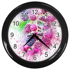 Blackberry Fruit Art Abstract Wall Clocks (black) by Celenk