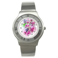 Blackberry Fruit Art Abstract Stainless Steel Watch by Celenk