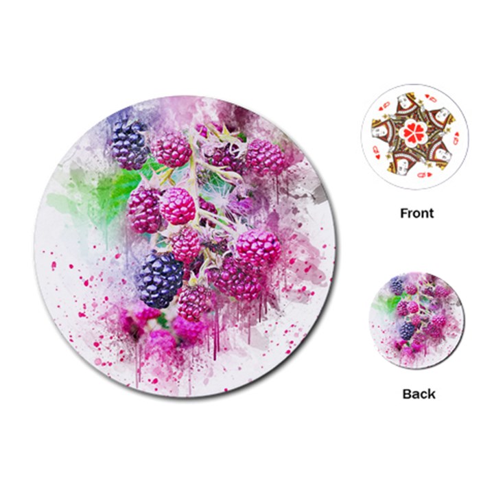 Blackberry Fruit Art Abstract Playing Cards (Round) 