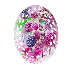 Blackberry Fruit Art Abstract Oval Filigree Ornament (two Sides) by Celenk