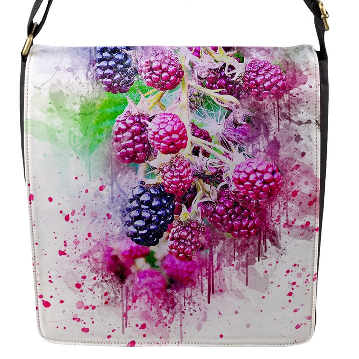 Blackberry Fruit Art Abstract Flap Messenger Bag (S)